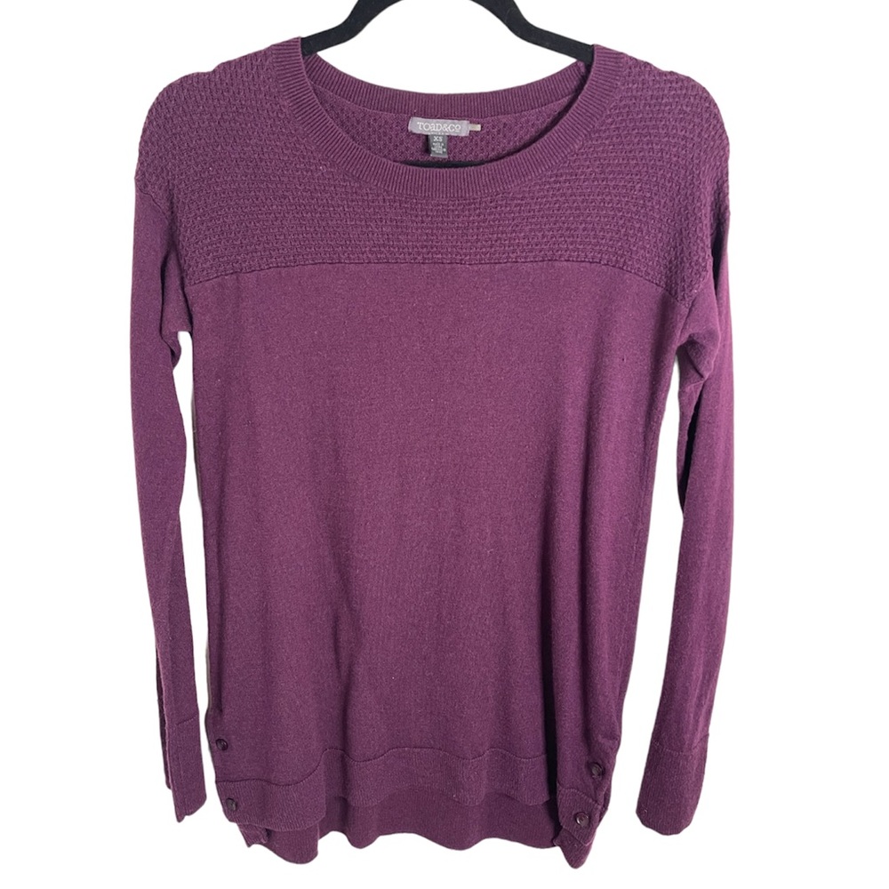 Toad&Co Purple Merino Wool Blend Crew Neck Sweater Size XS